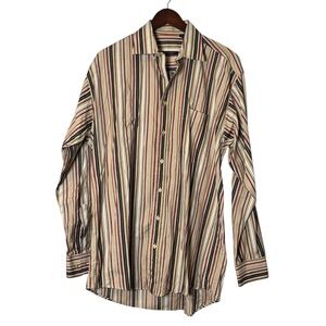 Vintage Burberry London Striped Multicolor Men's Shirt Size Medium